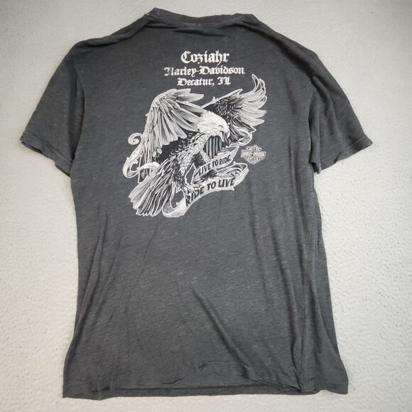 Harley-Davidson Shirt Large Decatur IL Eagle Born Ride Stretch Thin Breathable - Picture 2 of 13